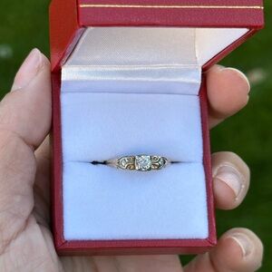 Art Deco - Diamond Ring 14kt Yellow & White Gold